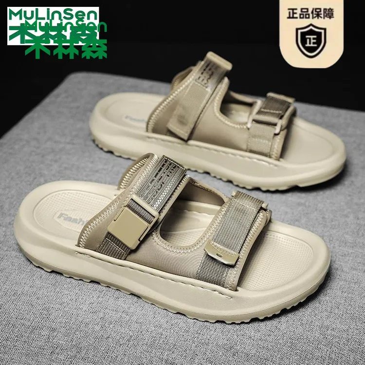 木林森拖鞋男士夏季2025新款外穿软底运动沙滩防滑高端魔术贴凉拖
