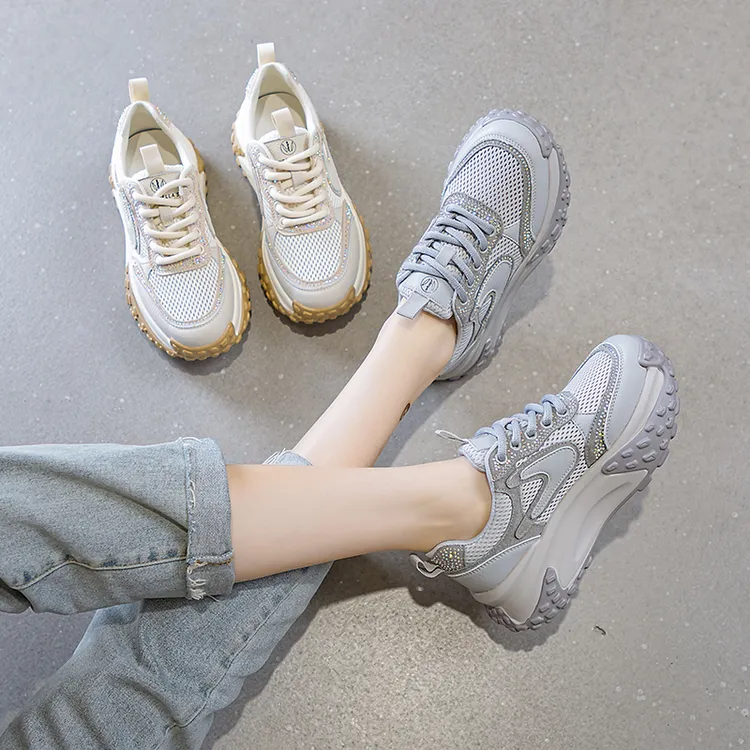老爹鞋女夏潮新款爆款百搭透气网面厚底休闲运动小白女鞋