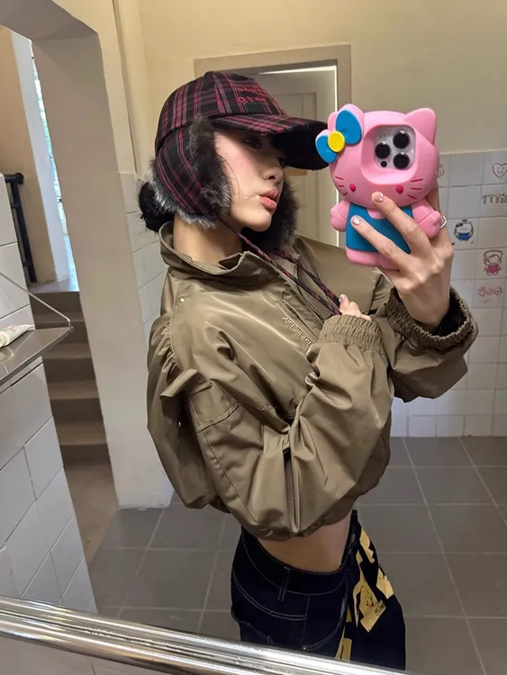 BINXLAN美式复古廓形设计短款夹克男女宽松休闲潮流百搭长袖外套