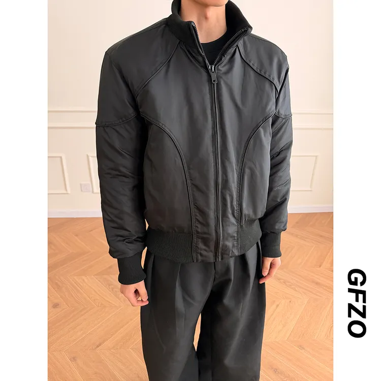 盔甲棉服冬季结构嵌条BOMBER男高领棉衣美式复古休闲棒球服外套