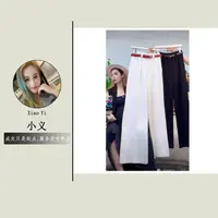 【5295】七#松紧腰直筒宽松休闲裤【配皮带】