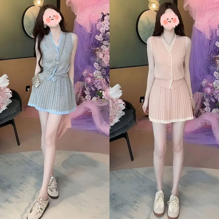 2025夏季新款甜美可爱风炸街出片感舒适上衣显瘦修身百搭短裙套装
