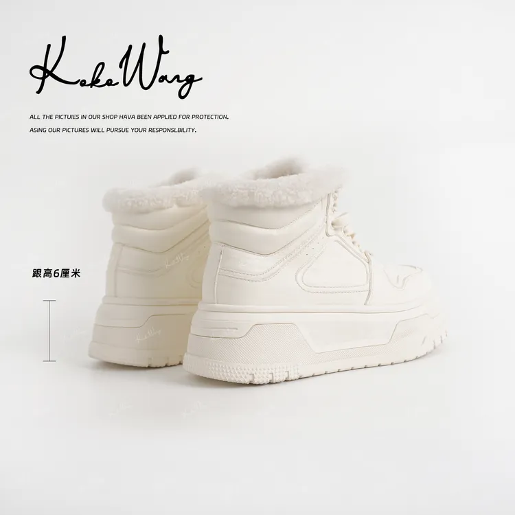 KOKO WANG秋冬厚底增高皮毛一体舒适保暖高帮休闲鞋X1925J29X01