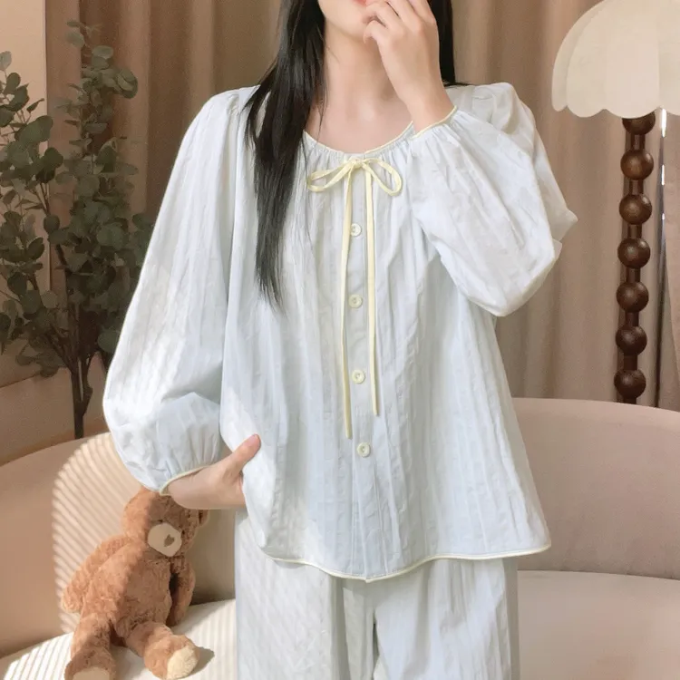 【5865海盐】春秋季甜美长袖纯棉可外穿公主家居服睡衣宽松睡衣套装