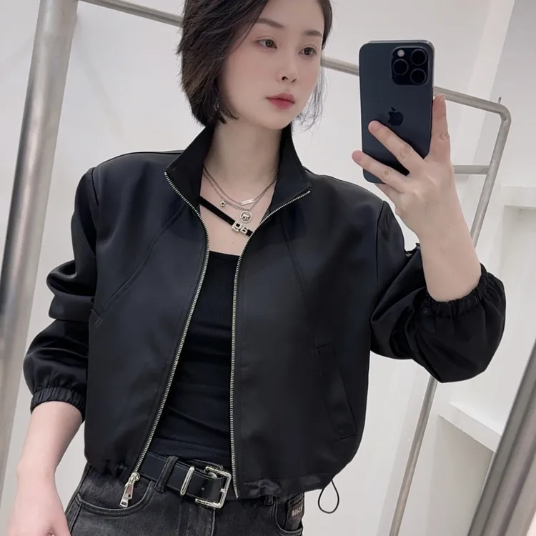 【6616】秋季潮流时尚夹克棒球服瑞丽风女士短外套立领女长袖
