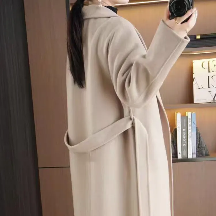 扣号直播间链接经典双面呢中长款秋冬季保暖女士大衣