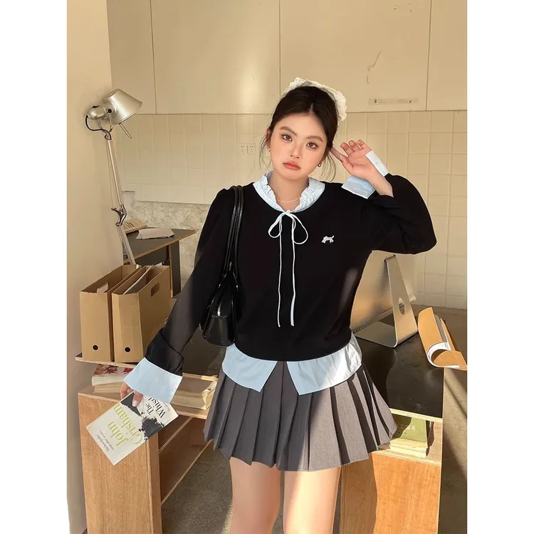 大码女装别致绝美上衣胖春季新款韩系设计感小众假