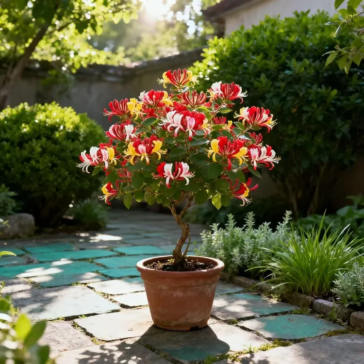 多彩红色金银花树苗可多次开花带香味南北方均可抗寒种植