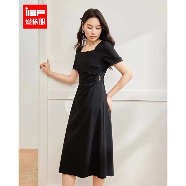 IEF/爱依服2025夏季新款大码女装法式赫本风小众高级感气质连衣裙