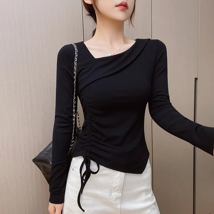 黑色长袖t恤打底衫内搭款爆款上衣服2025新款网红时尚炸街女装秋