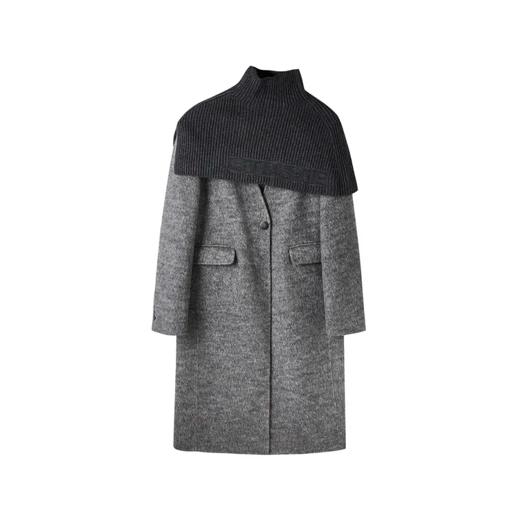 U/TI【冬季上新】尤缇冬温暖围脖外套高智长款羊毛大衣女