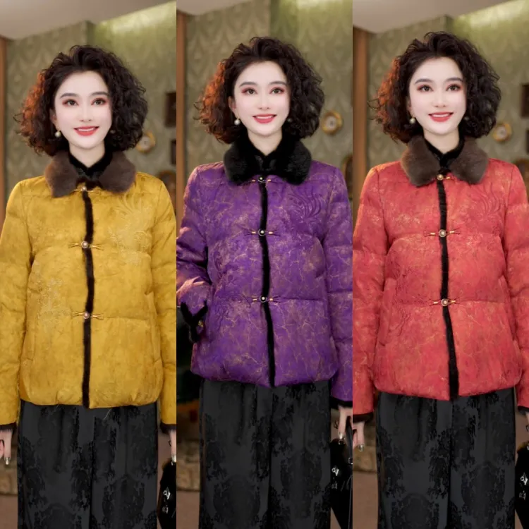 新国标90白鸭绒2025冬季新款高定保暖羽绒服外套LY-G9157