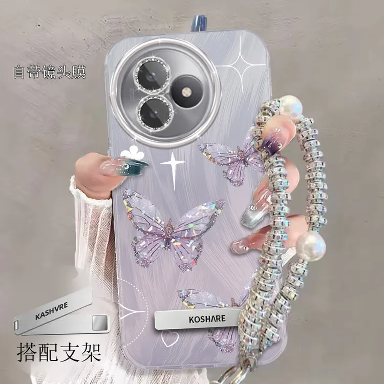 自带镜头膜红米K80至尊版手机壳彩色蝴蝶RedmiK80Ultra软壳羽纱