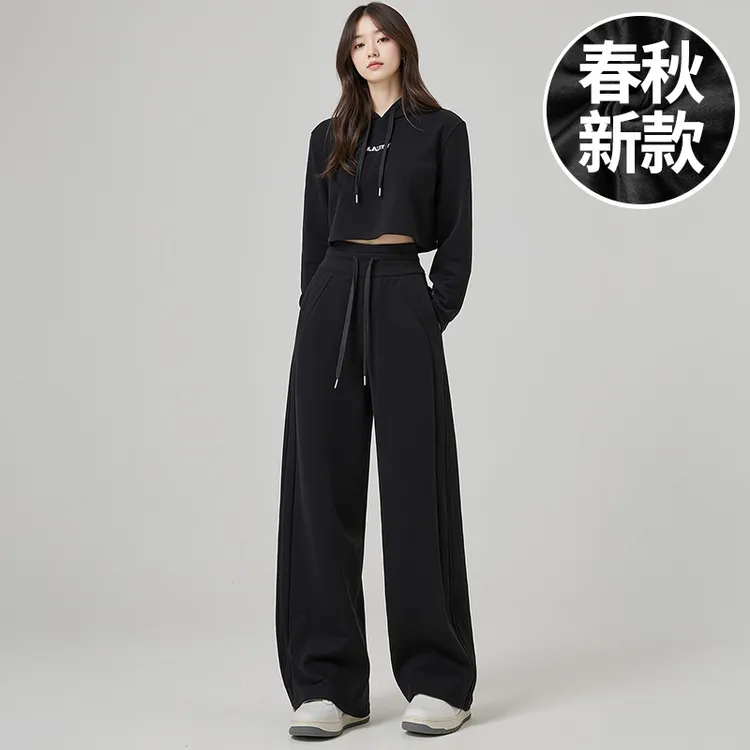 修饰腿型！提臀神裤！2025运动卫裤直筒高腰显瘦高个垂感阔腿裤春秋