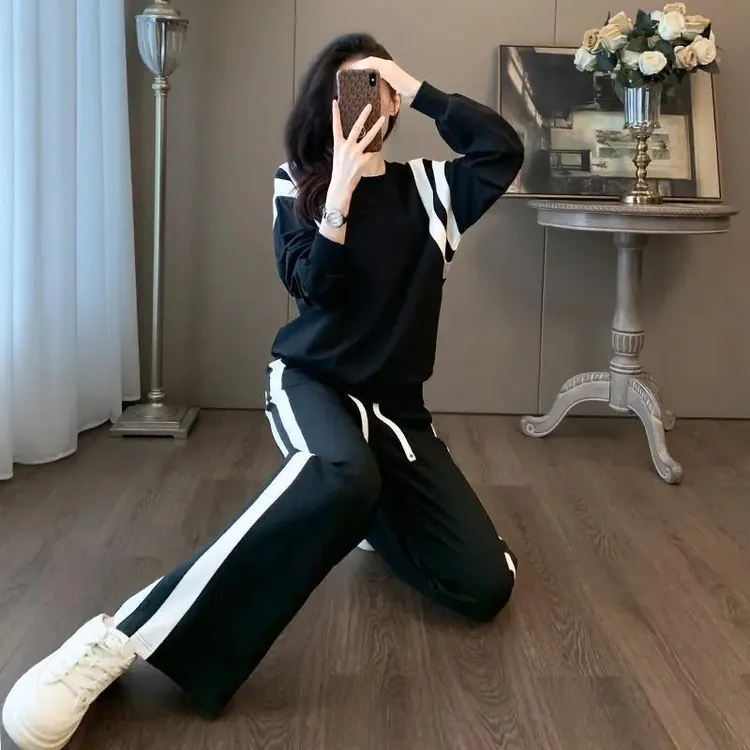 百搭不挑人 时髦卫衣配阔腿裤 秋装两件套 减龄洋气运动风气质潮