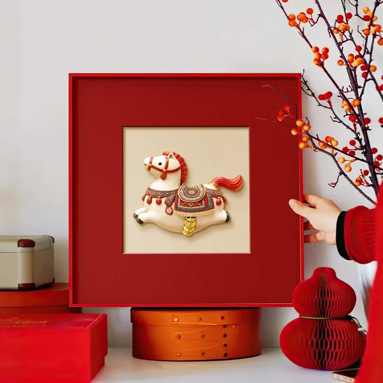马到成功新年招财客厅装饰画2026新款高级感饭厅挂画玄关斗柜摆画