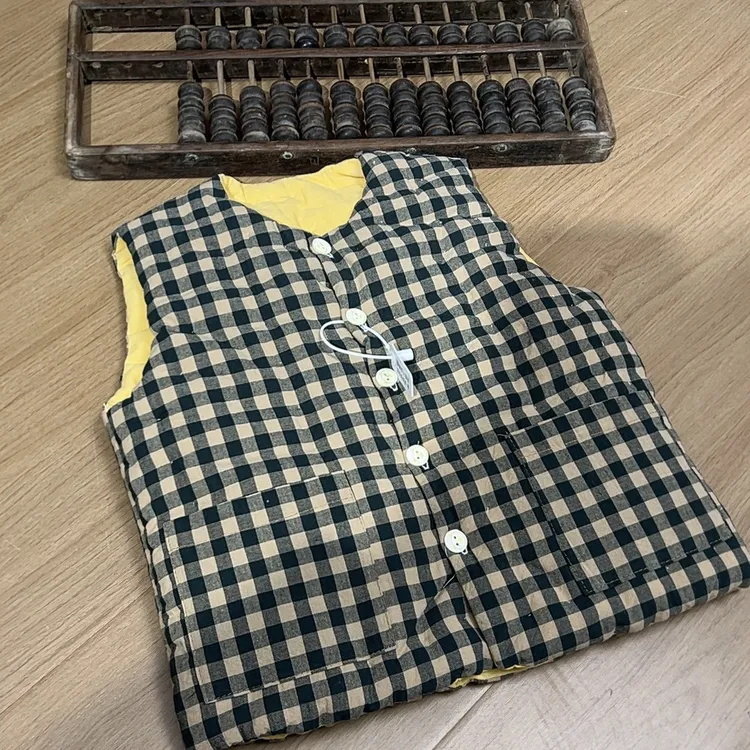 110码儿童冬季加厚手工棉花对襟马甲保暖男女宝宝时尚