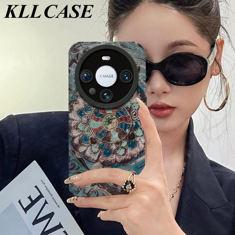 复古敦煌莲花适用华为手机壳新女款小羊皮全包防摔高级感硅胶软壳