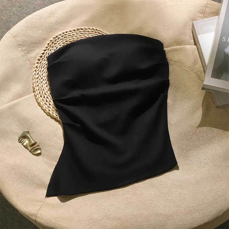 美式热辣弹力醋酸缎面辣妹吊带背心女内搭外穿设计感小众抹胸上衣