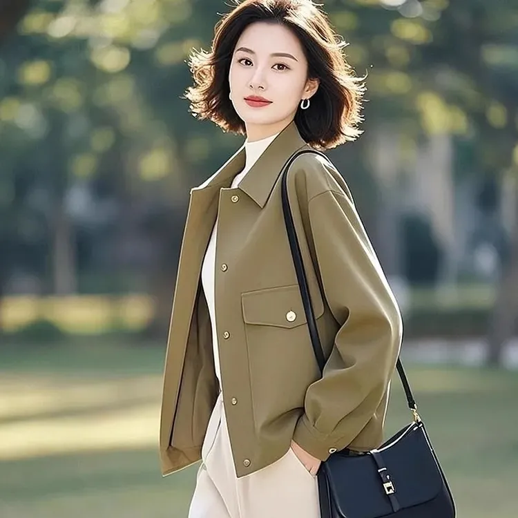 今年流行的新款独特绝美高级小众不撞款绿色外套女2025年新款春季
