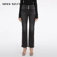 【贤哥专享】Miss Sixty春款牛仔裤女含醋酸三环高腰复古风微喇叭显