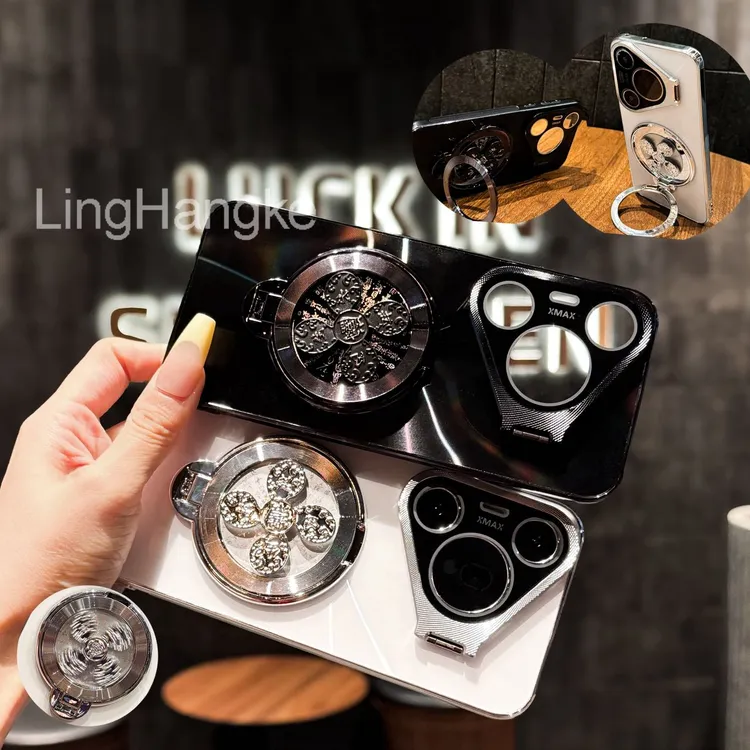 风生水起寓意镜框双支架适用华为pura70pro+手机壳新款镭射CD纹70