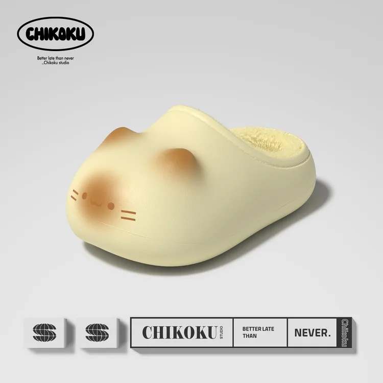 chikoku小猫咪棉拖女冬居家室内外穿防水防滑可爱卡通保暖月子鞋