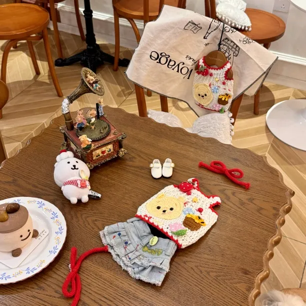 TU图家原创小熊维尼宠物毛衣半身款搭配神器手工钩针马尔济斯百搭