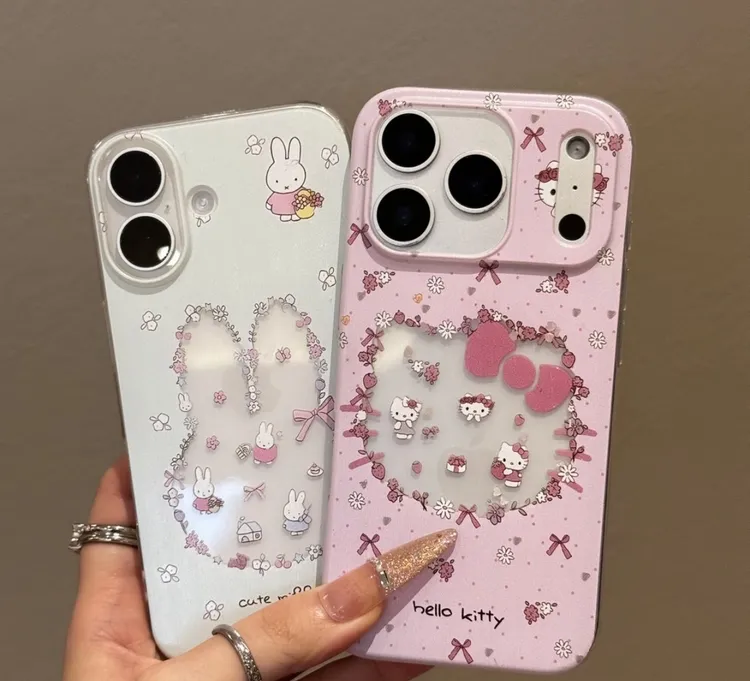 卡通镂空碎花适用iphone17苹果16手机壳小米OPPO华为VIVO荣耀