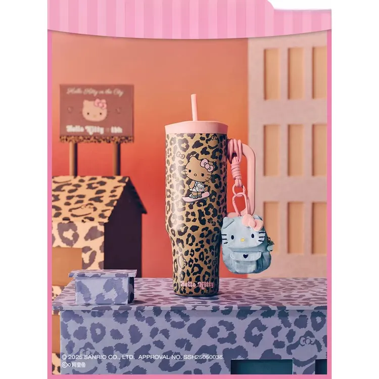 BASITU野兽家居新品质HelloKitty巨无霸保温杯吸管杯不锈钢保冷杯