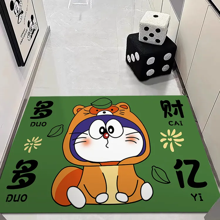 绿色硅藻泥入户玄关门垫卫生间吸水防滑地垫可裁剪脚垫蹭鞋垫子