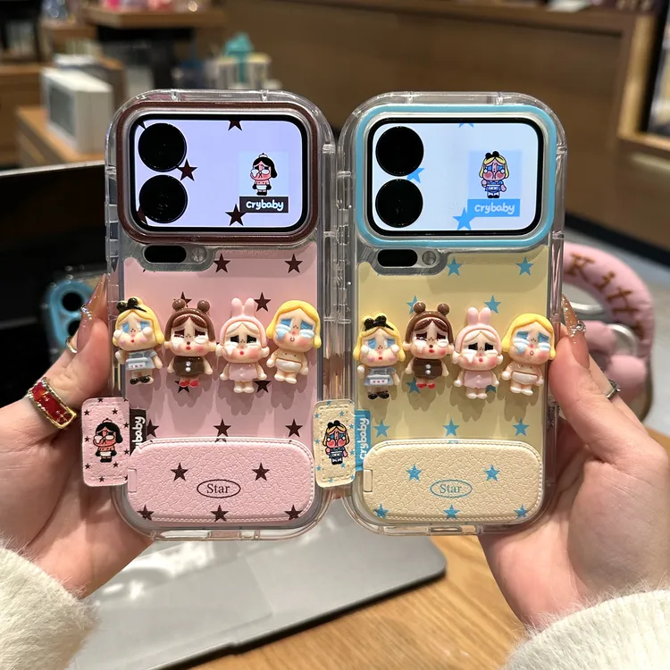 满屏星星立体小人支架适用苹果17手机壳16套华为P70vivoppo小米15