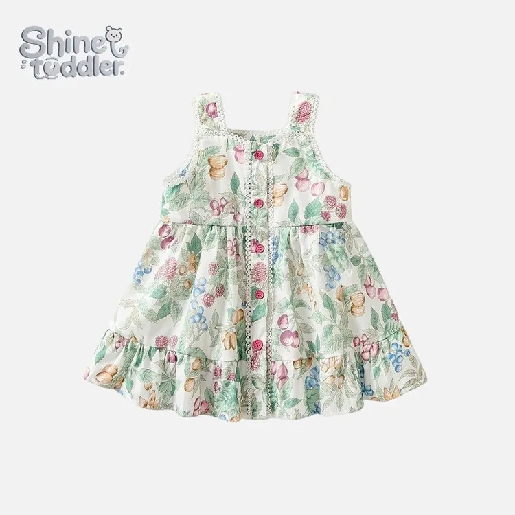 休闲风夏季女连衣裙吊带夏装女宝碎花小童吊带型无袖