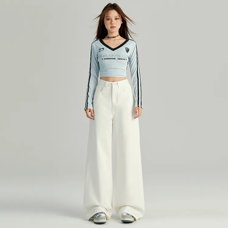 PANO AROMA美式高腰女牛仔裤2025秋季宽松垂感阔腿裤休闲拖地裤子