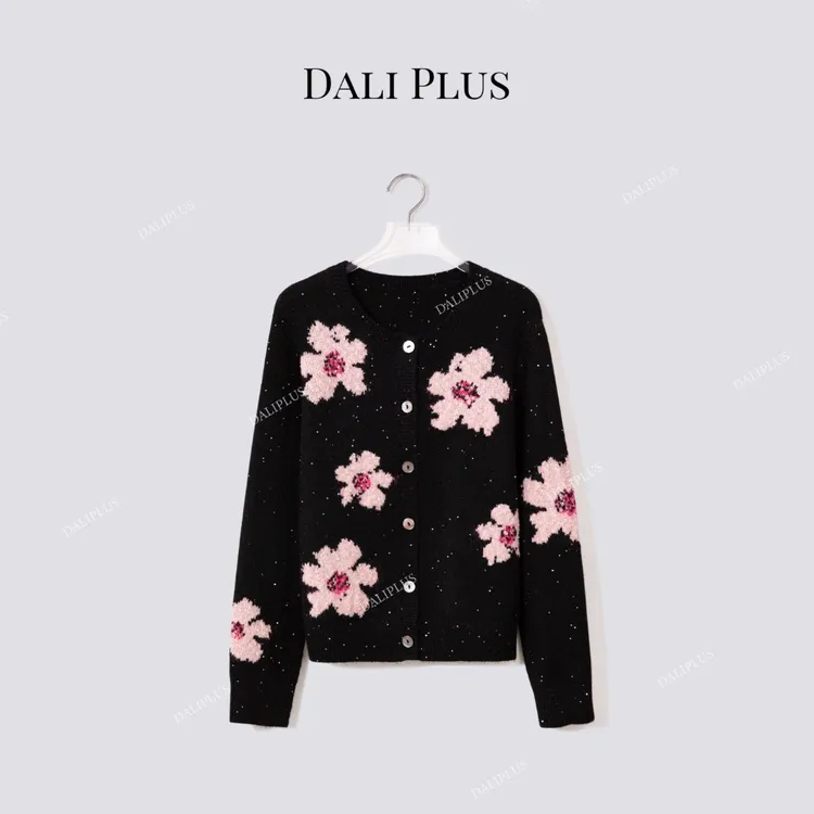 DALI PLUS”超好看樱花毛衣“绵羊毛混纺针织开衫-D5MM3281