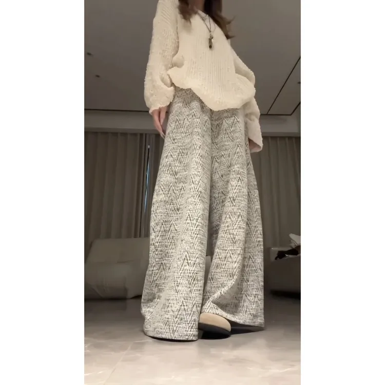 大码200斤阔腿裤女休闲垂感秋冬季新款高腰显瘦直筒梨形宽松长裤