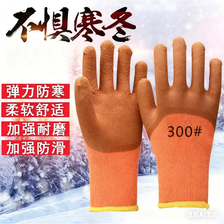 【10双】冬季保暖防寒加厚毛圈发泡的工地劳保手套耐磨防滑舒适工地