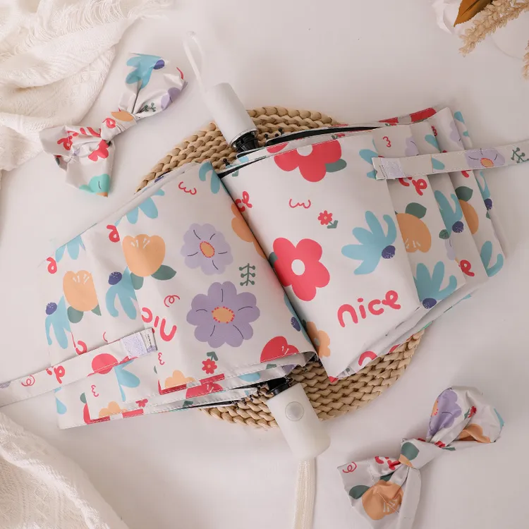 雨伞防紫外线防晒太阳伞遮阳伞折叠伞小清新黑胶晴雨两用伞