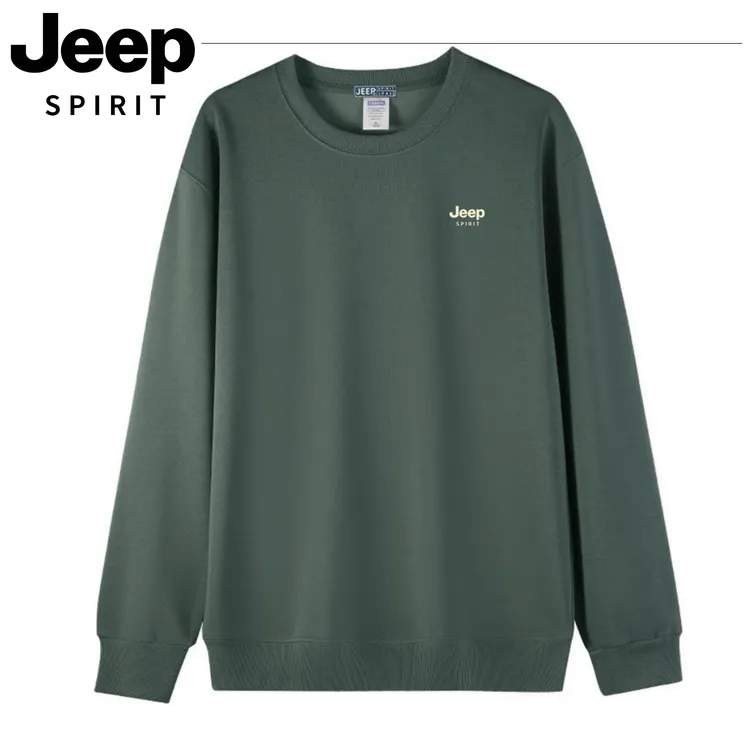 JEEPSPIRIT【10A抗菌】刺绣卫衣男士户外运动休闲圆领套头秋季卫衣
