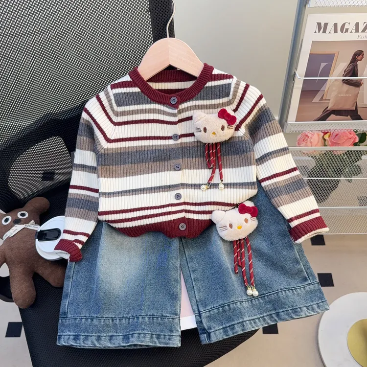 女童卡通毛衣外套洋气儿童春秋季新款女宝宝针织开衫小女孩毛线衣