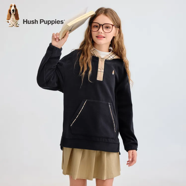 S暇步士童装2025年秋冬新款儿童摇粒绒连帽卫衣 HPTQGD11CQ634