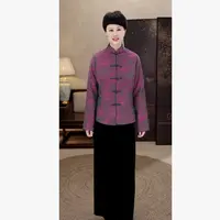 25年秋桑蚕丝天丝高端炒色立体提花人丝锦油绸新中式女外套W213-3