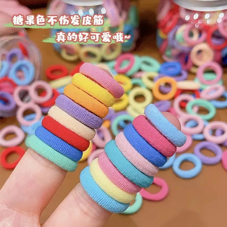 儿童耐用糖果色毛巾圈婴儿高弹拇指发圈女宝宝皮筋头绳不伤发头饰