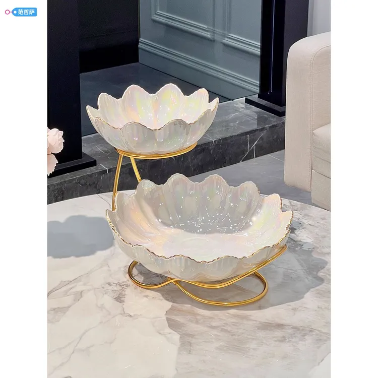 欧式水果盘家用客厅轻奢多层下午茶点心架糖果盘子前台零食甜品盘