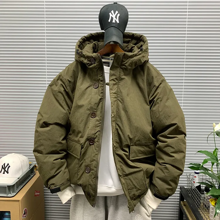 棉服外套男款潮牌冬季新款休闲宽松加厚保暖工装山系连帽防风棉袄