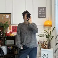 YZJ【叠穿拍档】大码圆领肌理暗纹高弹时尚百搭长袖T恤打底上衣