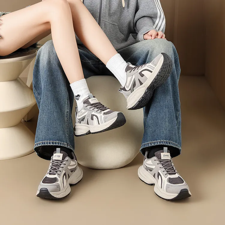 ZHR/则则男女同款百搭老爹鞋厚底拼色休闲鞋时尚透气复古潮流潮鞋