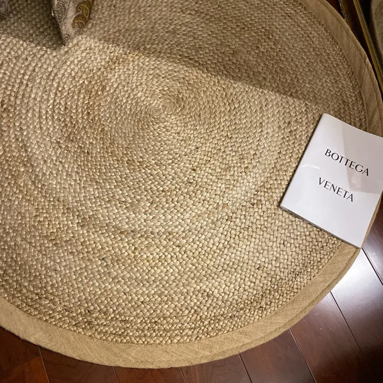 【原色】印度手工编织黄麻圆形地垫耐磨卧室床边客厅茶几装饰地毯