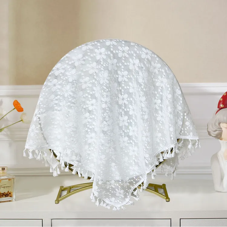 梳妆台镜子盖布蕾丝防尘盖巾多用盖巾欧式小圆镜子床头柜万能盖布