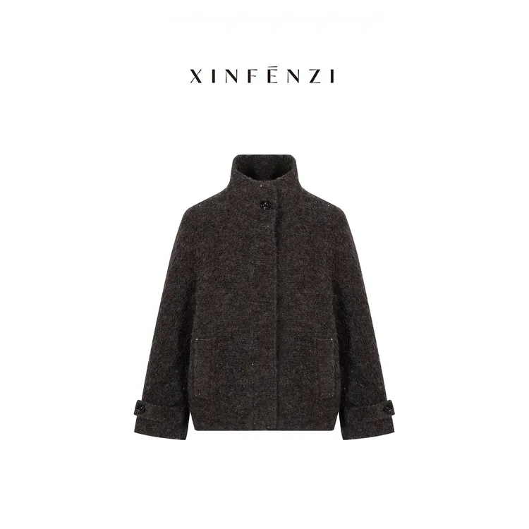 【酥酥大衣】XINFENZI 圈圈苏力羊毛细闪高级短大衣 WJK36349